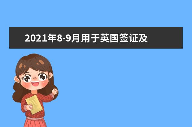 2021年8-9月用于英国签证及移民的雅思机考报名时间、准考证打印和成绩单寄送日期